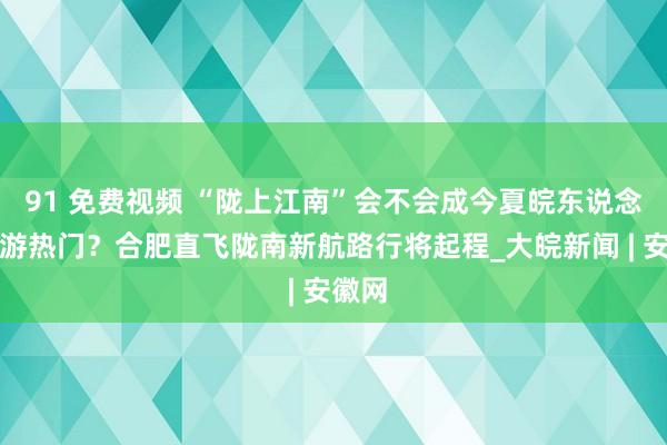 91 免费视频 “陇上江南”会不会成今夏皖东说念主出游热门？合肥直飞陇南新航路行将起程_大皖新闻 | 安徽网