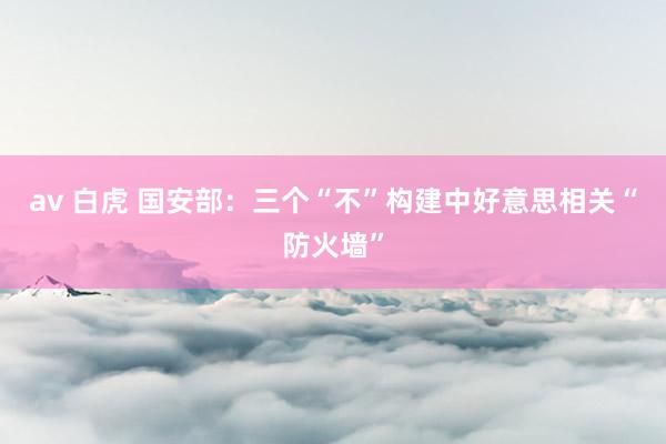 av 白虎 国安部：三个“不”构建中好意思相关“防火墙”