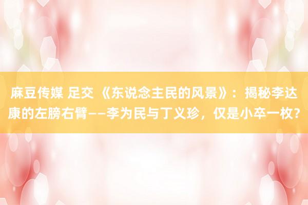 麻豆传媒 足交 《东说念主民的风景》：揭秘李达康的左膀右臂——李为民与丁义珍，仅是小卒一枚？