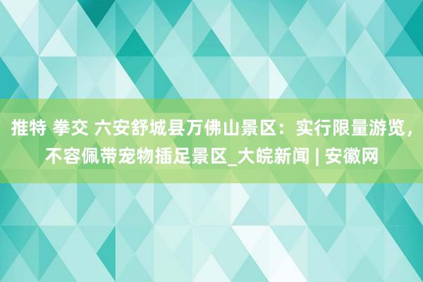 推特 拳交 六安舒城县万佛山景区：实行限量游览，不容佩带宠物插足景区_大皖新闻 | 安徽网