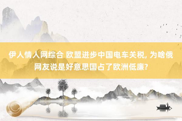 伊人情人网综合 欧盟进步中国电车关税， 为啥俄网友说是好意思国占了欧洲低廉?