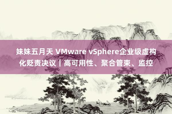 妹妹五月天 VMware vSphere企业级虚构化贬责决议｜高可用性、聚合管束、监控
