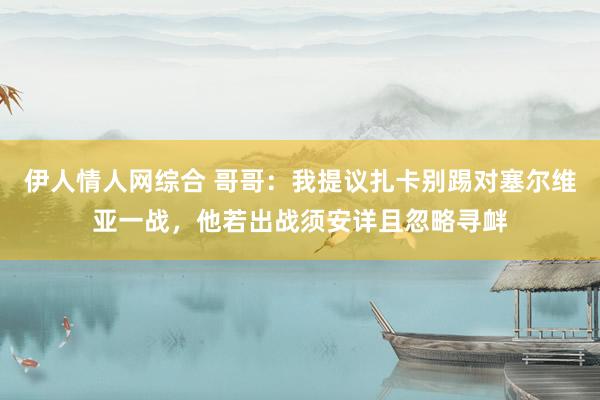 伊人情人网综合 哥哥：我提议扎卡别踢对塞尔维亚一战，他若出战须安详且忽略寻衅