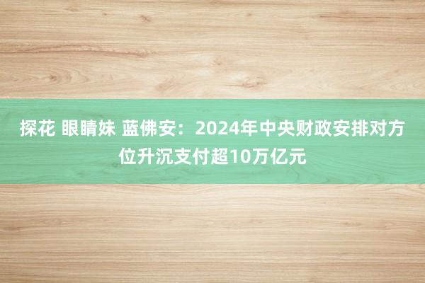探花 眼睛妹 蓝佛安：2024年中央财政安排对方位升沉支付超10万亿元