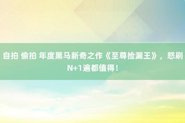 自拍 偷拍 年度黑马新奇之作《至尊捡漏王》，怒刷N+1遍都值得！