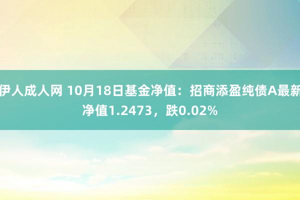 伊人成人网 10月18日基金净值：招商添盈纯债A最新净值1.2473，跌0.02%