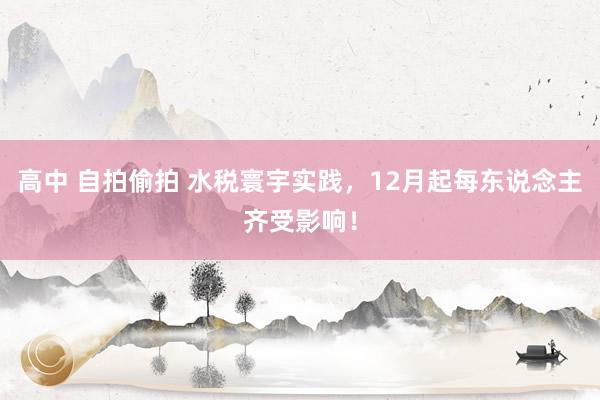 高中 自拍偷拍 水税寰宇实践，12月起每东说念主齐受影响！