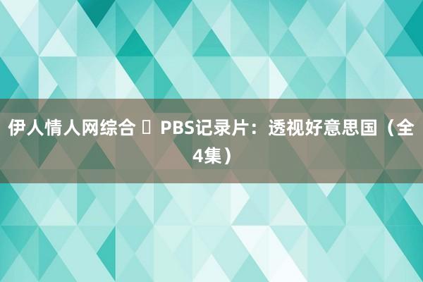 伊人情人网综合 ​PBS记录片：透视好意思国（全4集）