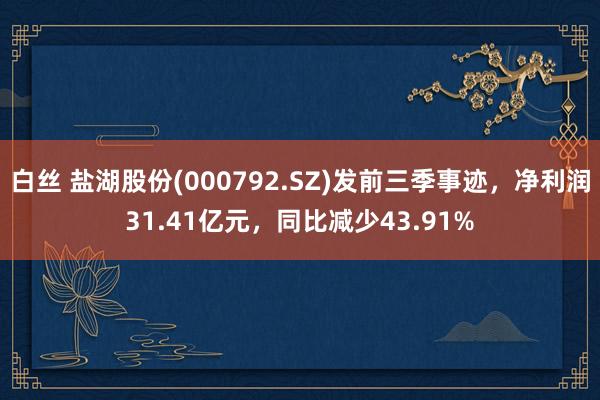 白丝 盐湖股份(000792.SZ)发前三季事迹，净利润31.41亿元，同比减少43.91%