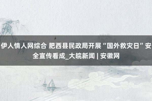 伊人情人网综合 肥西县民政局开展“国外救灾日”安全宣传看成_大皖新闻 | 安徽网