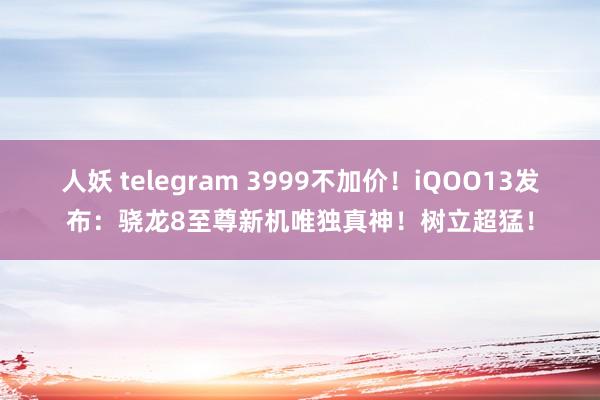 人妖 telegram 3999不加价！iQOO13发布：骁龙8至尊新机唯独真神！树立超猛！