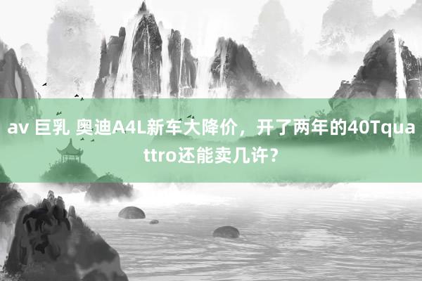 av 巨乳 奥迪A4L新车大降价，开了两年的40Tquattro还能卖几许？