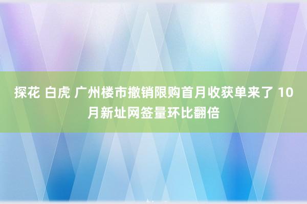 探花 白虎 广州楼市撤销限购首月收获单来了 10月新址网签量环比翻倍