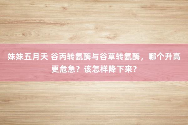 妹妹五月天 谷丙转氨酶与谷草转氨酶，哪个升高更危急？该怎样降下来？
