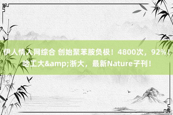 伊人情人网综合 创始聚苯胺负极！4800次，92%！哈工大&浙大，最新Nature子刊！