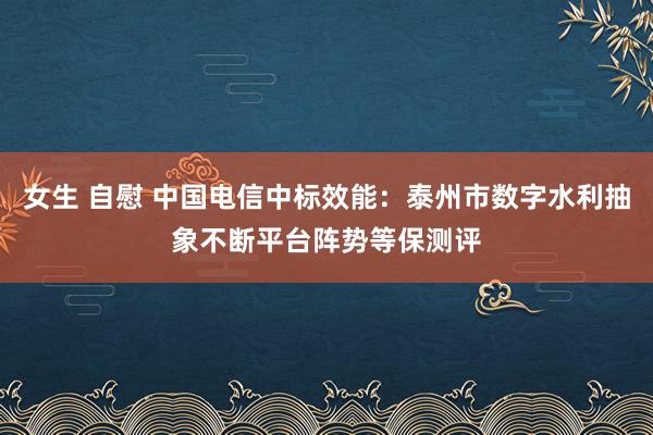 女生 自慰 中国电信中标效能：泰州市数字水利抽象不断平台阵势等保测评