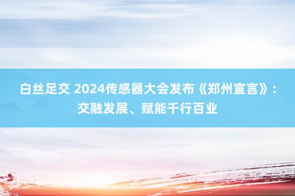 白丝足交 2024传感器大会发布《郑州宣言》：交融发展、赋能千行百业