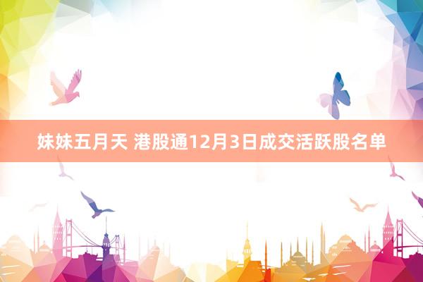 妹妹五月天 港股通12月3日成交活跃股名单