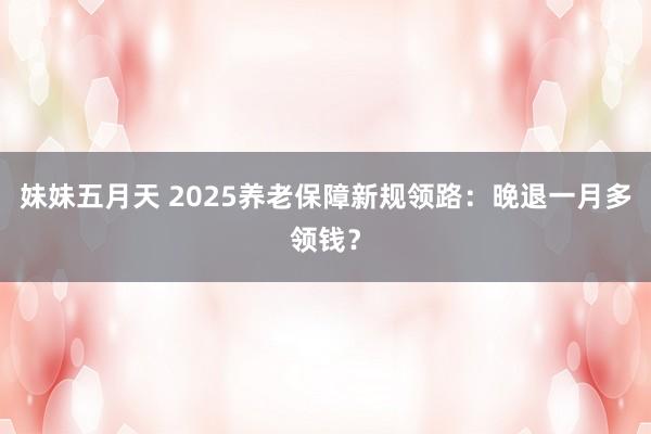 妹妹五月天 2025养老保障新规领路：晚退一月多领钱？