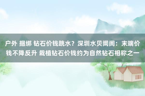 户外 捆绑 钻石价钱跳水？深圳水贝阛阓：末端价钱不降反升 栽植钻石价钱约为自然钻石相称之一