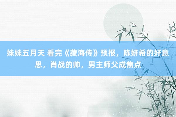 妹妹五月天 看完《藏海传》预报，陈妍希的好意思，肖战的帅，男主师父成焦点