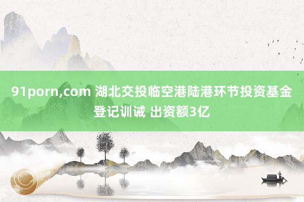 91porn，com 湖北交投临空港陆港环节投资基金登记训诫 出资额3亿