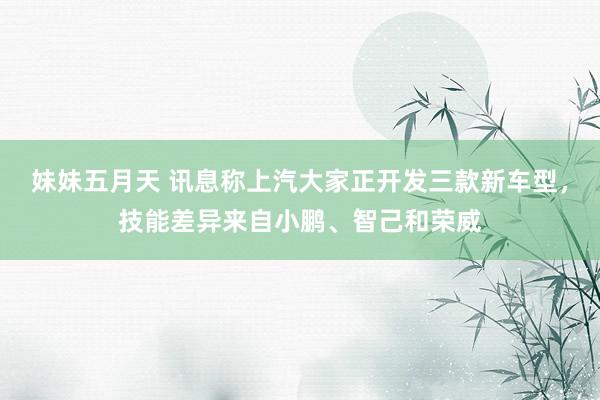 妹妹五月天 讯息称上汽大家正开发三款新车型，技能差异来自小鹏、智己和荣威