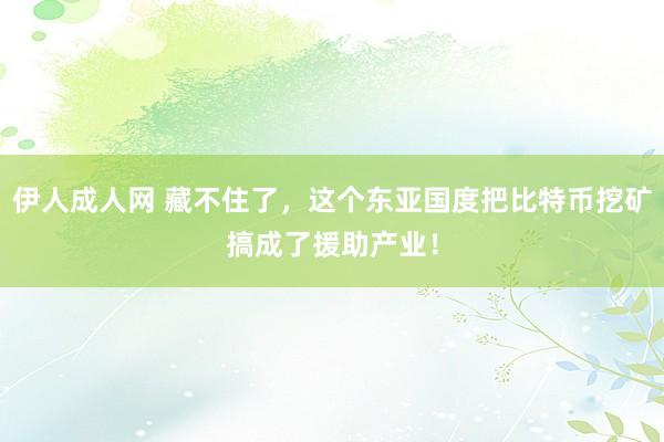 伊人成人网 藏不住了，这个东亚国度把比特币挖矿搞成了援助产业！