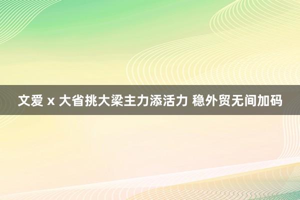 文爱 x 大省挑大梁主力添活力 稳外贸无间加码