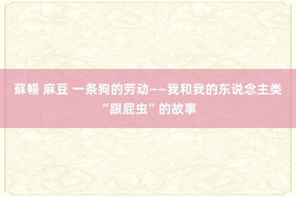 蘇暢 麻豆 一条狗的劳动——我和我的东说念主类“跟屁虫”的故事