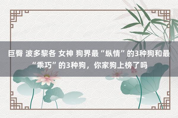 巨臀 波多黎各 女神 狗界最“纵情”的3种狗和最“乖巧”的3种狗，你家狗上榜了吗