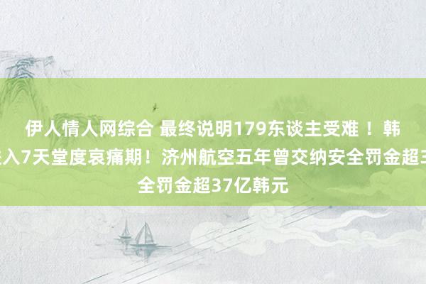 伊人情人网综合 最终说明179东谈主受难 ！韩国晓喻进入7天堂度哀痛期！济州航空五年曾交纳安全罚金超37亿韩元