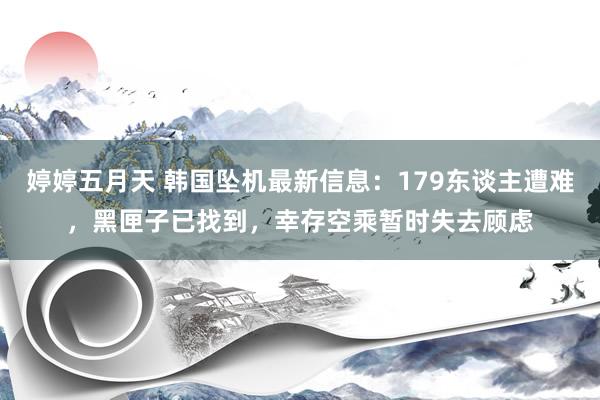 婷婷五月天 韩国坠机最新信息：179东谈主遭难，黑匣子已找到，幸存空乘暂时失去顾虑