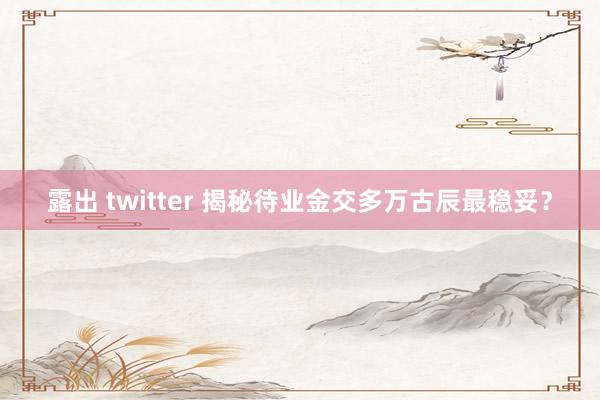 露出 twitter 揭秘待业金交多万古辰最稳妥？