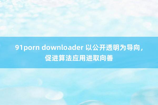91porn downloader 以公开透明为导向，促进算法应用进取向善
