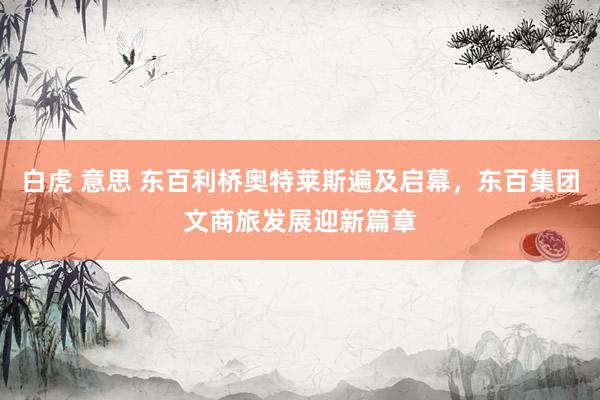 白虎 意思 东百利桥奥特莱斯遍及启幕，东百集团文商旅发展迎新篇章
