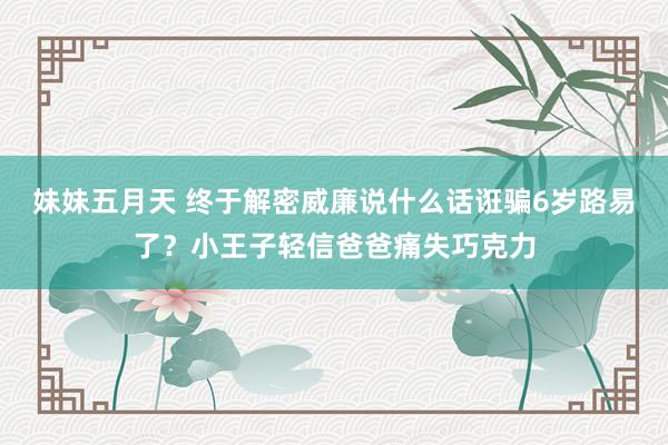 妹妹五月天 终于解密威廉说什么话诳骗6岁路易了？小王子轻信爸爸痛失巧克力