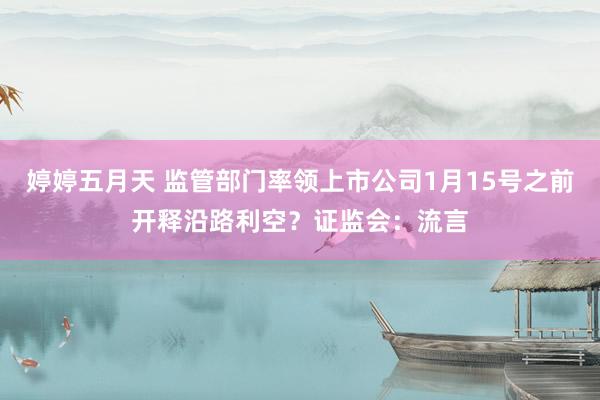 婷婷五月天 监管部门率领上市公司1月15号之前开释沿路利空？证监会：流言