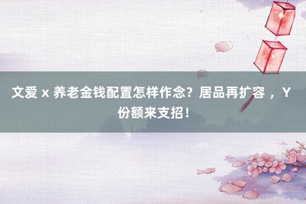 文爱 x 养老金钱配置怎样作念？居品再扩容 ，Y 份额来支招！