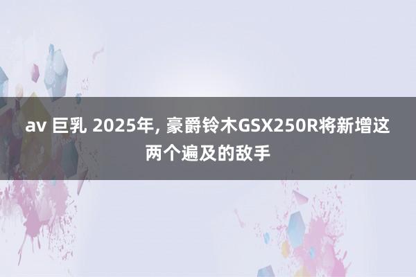 av 巨乳 2025年， 豪爵铃木GSX250R将新增这两个遍及的敌手