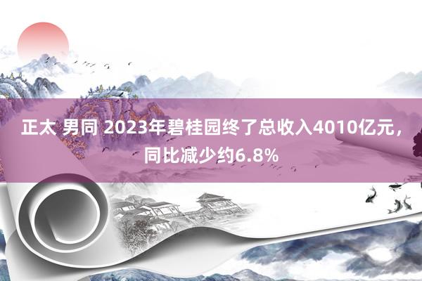 正太 男同 2023年碧桂园终了总收入4010亿元，同比减少约6.8%