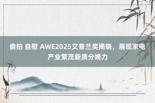 偷拍 自慰 AWE2025艾普兰奖揭晓，展现家电产业繁茂新质分娩力