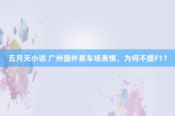 五月天小说 广州国外赛车场表情，为何不提F1？