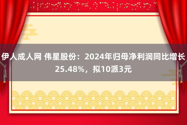 伊人成人网 伟星股份：2024年归母净利润同比增长25.48%，拟10派3元